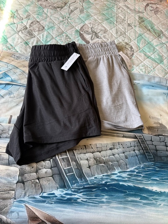 Athletic Works Pants - NWT Buttercore Elastic Waist Shorts Set - Black & Light Gray